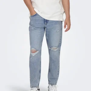 CROPPED BLUE LIGHT JEANS CON STRAPPI