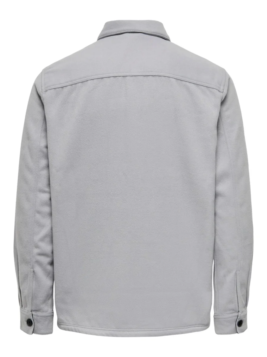 GIACCA CAMICIA IN FLANELLA CON TASCHE - col. Grigio ghiaccio - immagine 3