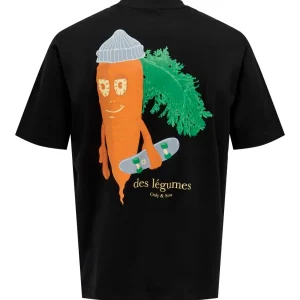 T-SHIRT CON STAMPA CAROTA FRONTE/RETRO - Col. nero
