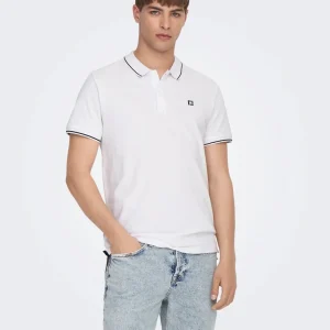 POLO SLIM "ONLY & SONS" IN COTONE - Bianco