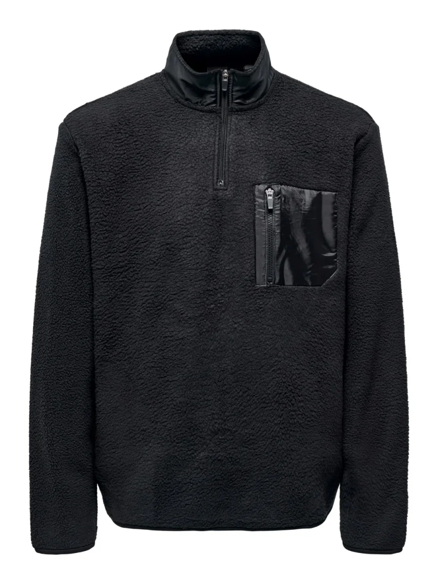 FELPA TEDDY CON TASCHINO "ONLY & SONS" - Col. Nero - immagine 2