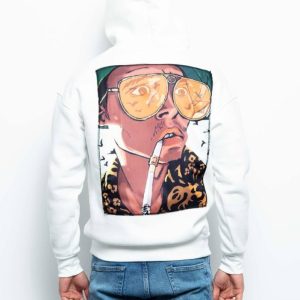 FELPA CON CAPPUCCIO "SMOKE" - col. bianco