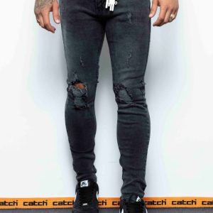 SLIM JEANS CON STRAPPI - col. nero