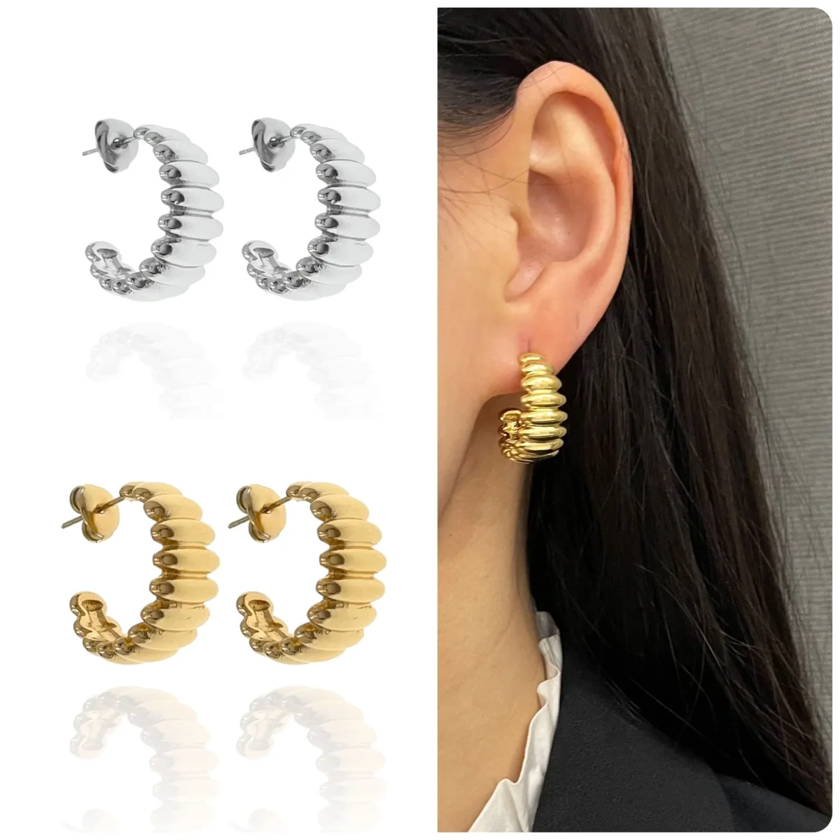 Orecchini grinzato - immagine 2