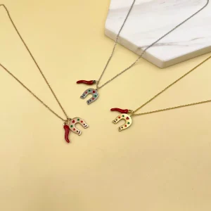 Collana corno e ferro di cavallo