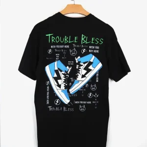 T-SHIRT "TROUBLE BLESS" - Col. Nero