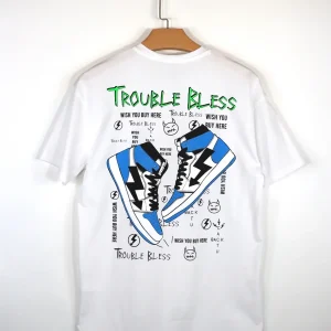 T-SHIRT "TROUBLE BLESS" - Col. bianco