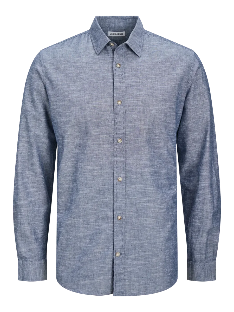 JACK & JONES CAMICIA IN MISTO LINO REGULAR FIT - Col. Denim - immagine 8